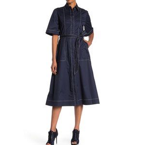 NWT Burberry Spread Collar Button Midi Dress